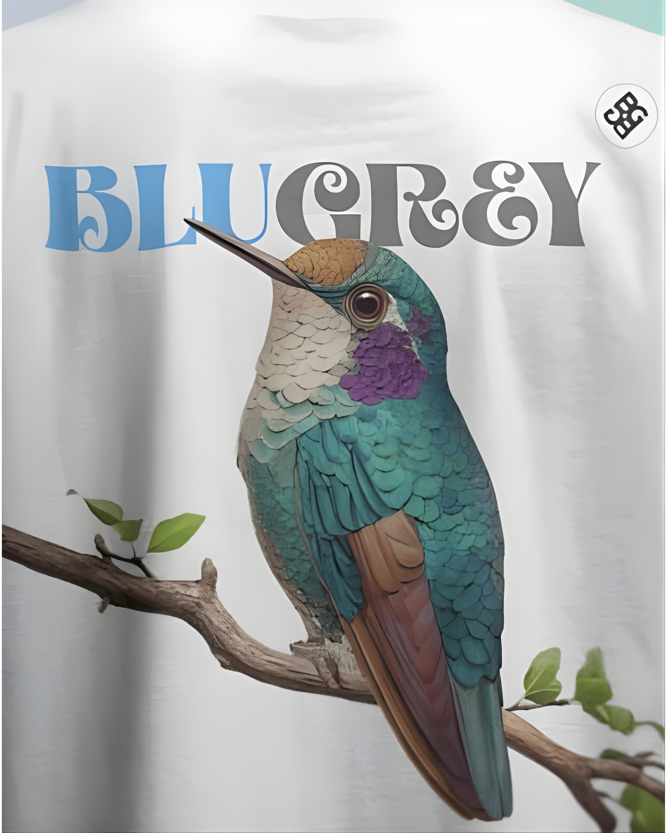 BRIGHT BLUE FOREST BIRD T-SHIRT