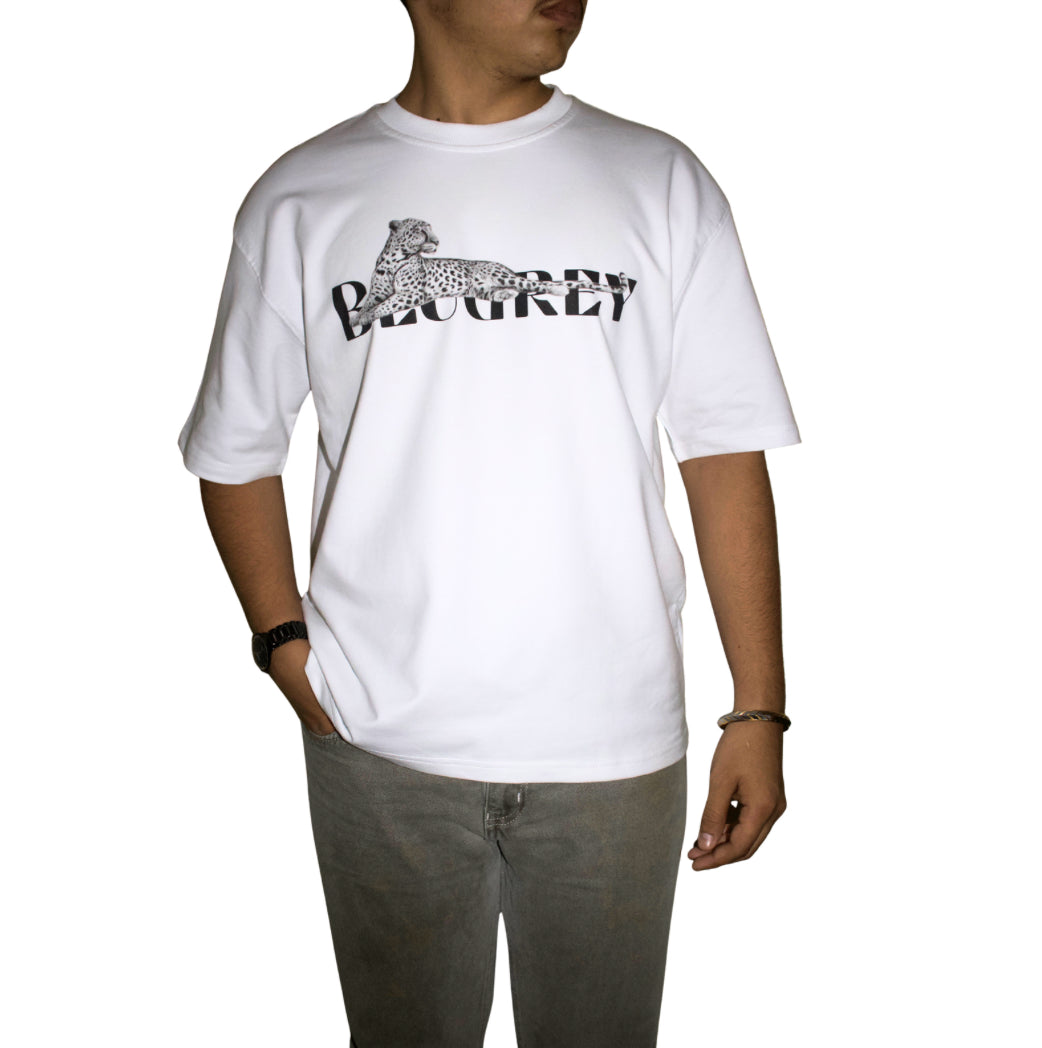 BLUGREY LEOPARD FLOW OVERSIZED T-SHIRT