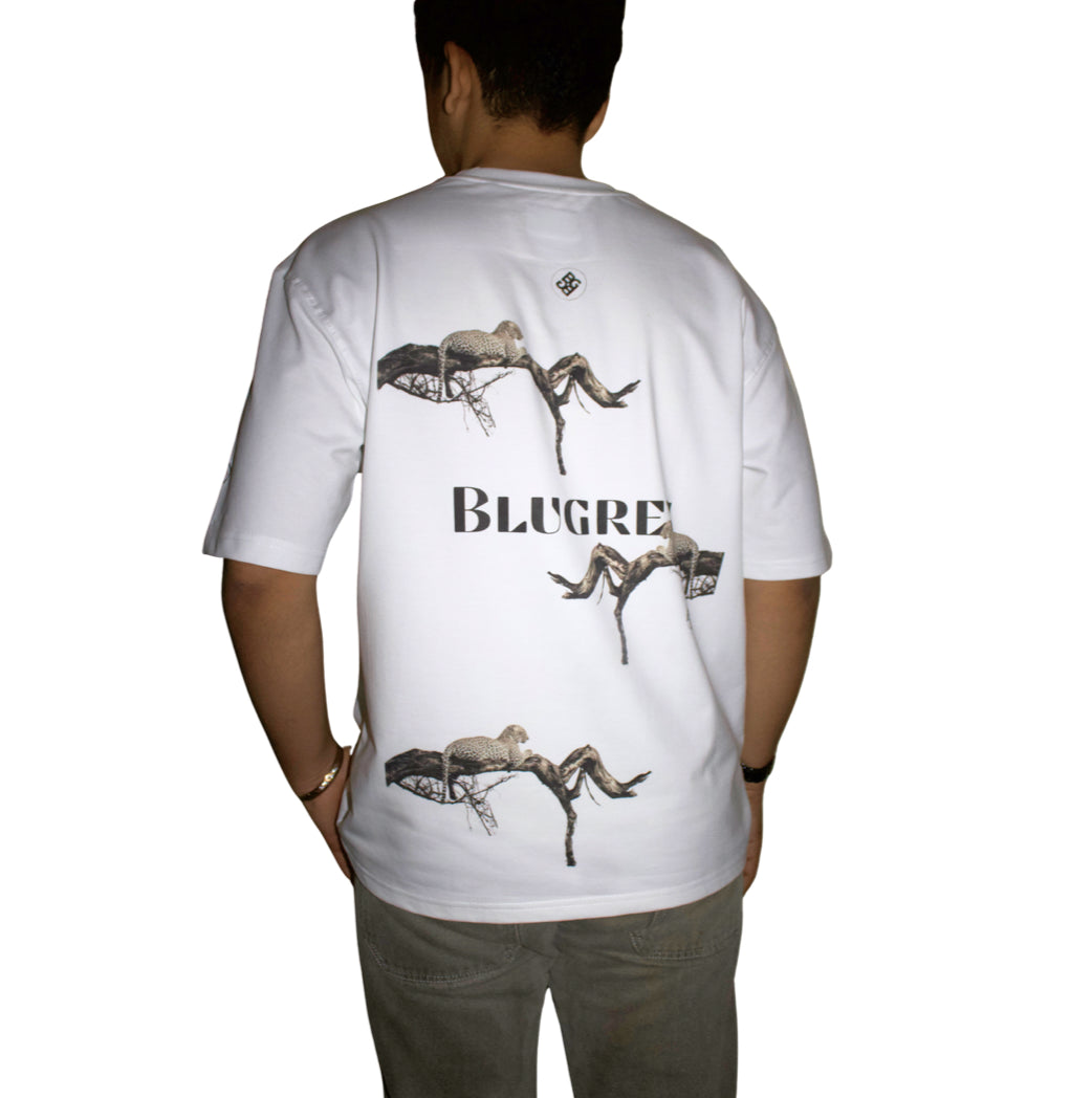 BLUGREY LEOPARD FLOW OVERSIZED T-SHIRT