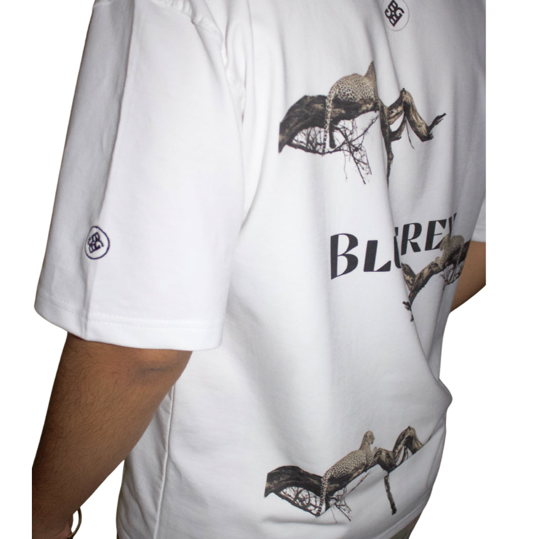 BLUGREY LEOPARD FLOW OVERSIZED T-SHIRT