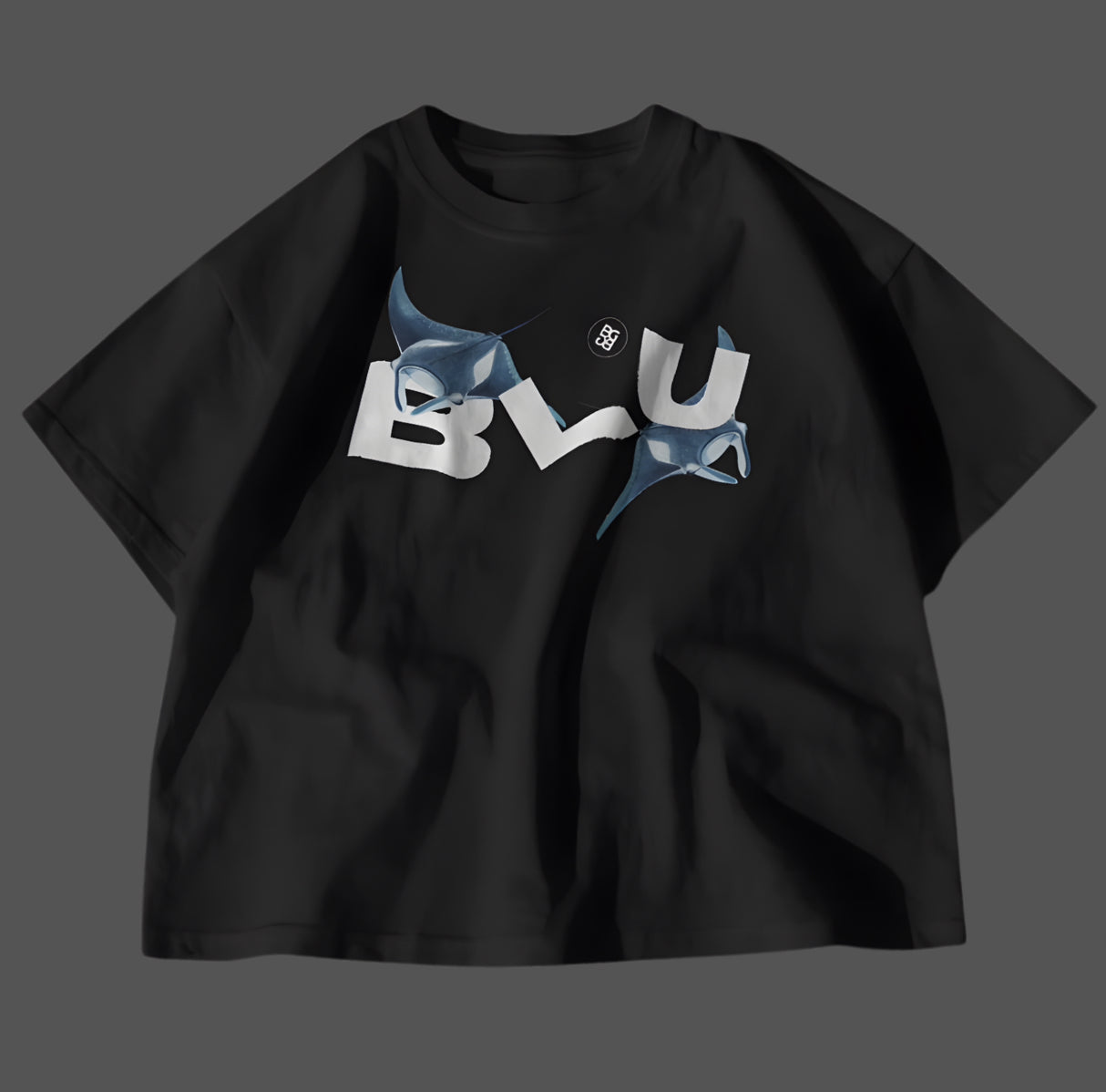 BLU OPEN SEA OVERSIZED BLACK T-SHIRT