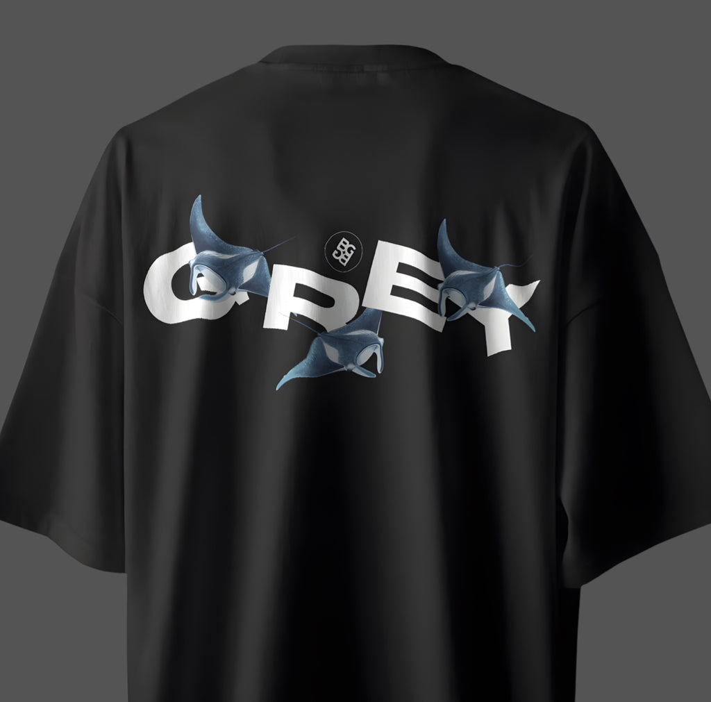 BLU OPEN SEA OVERSIZED BLACK T-SHIRT