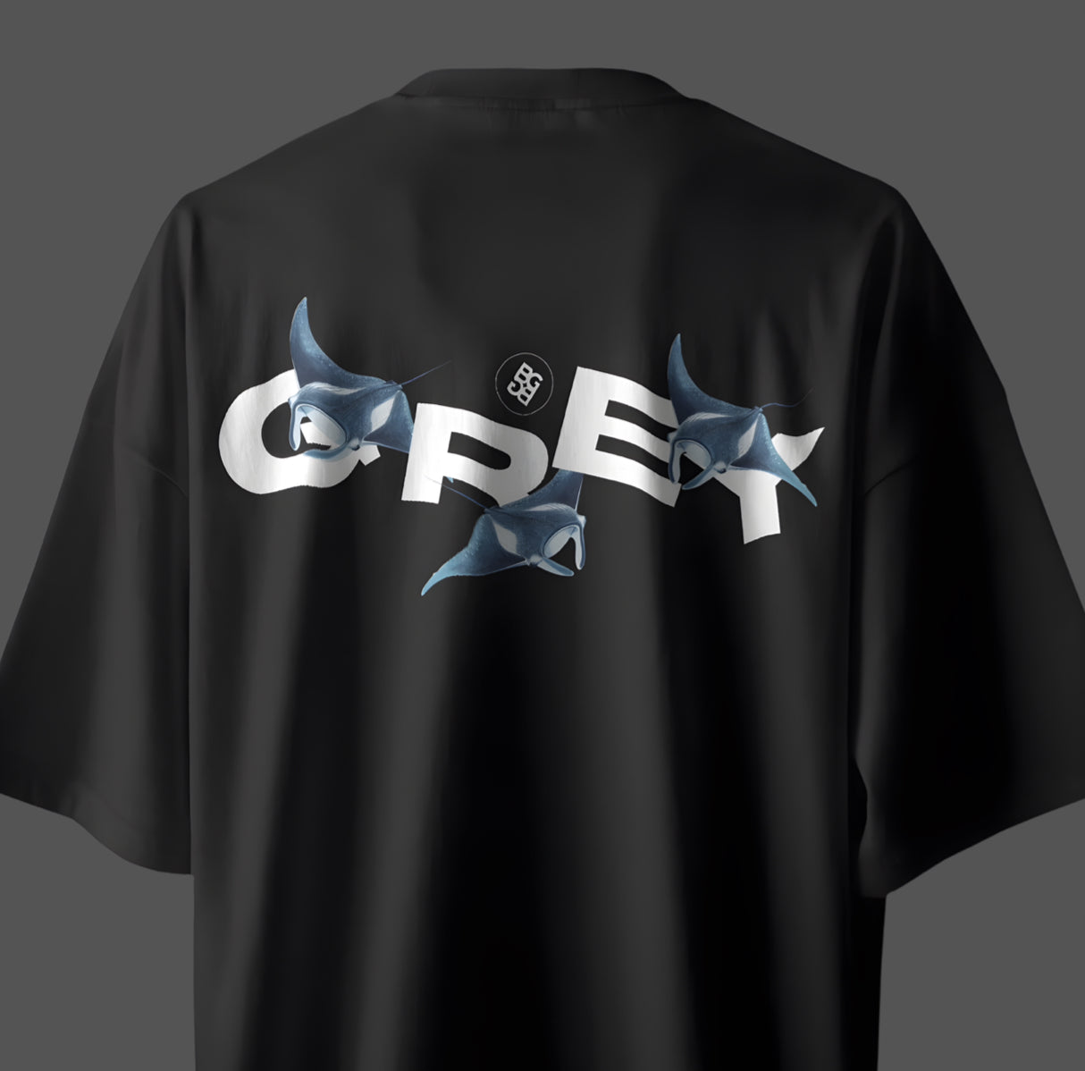 BLU OPEN SEA OVERSIZED BLACK T-SHIRT