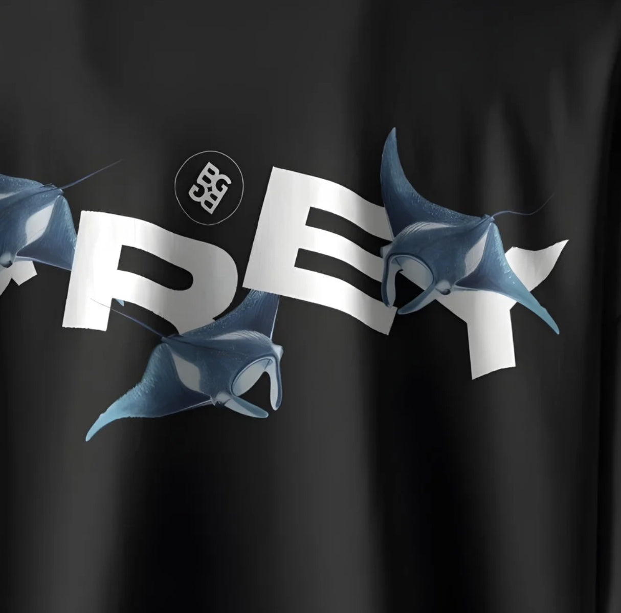 BLU OPEN SEA OVERSIZED BLACK T-SHIRT