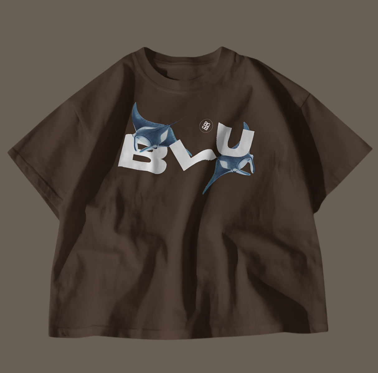 BLU OPEN SEA OVERSIZED BROWN T-SHIRT