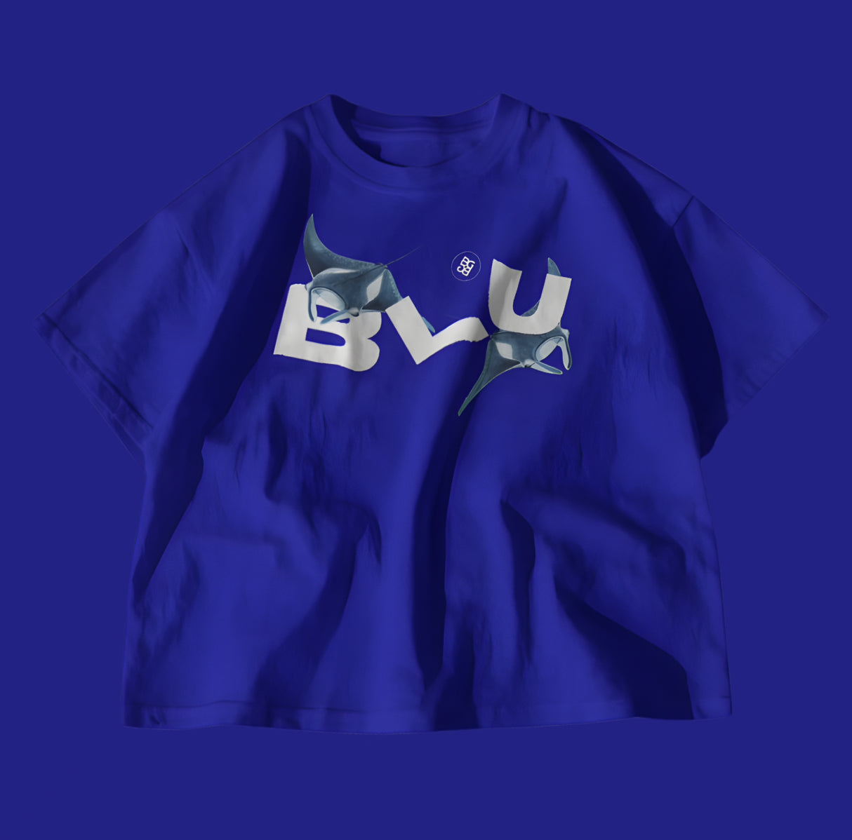 BLU OPEN SEA OVERSIZED DARK BLUE T-SHIRT