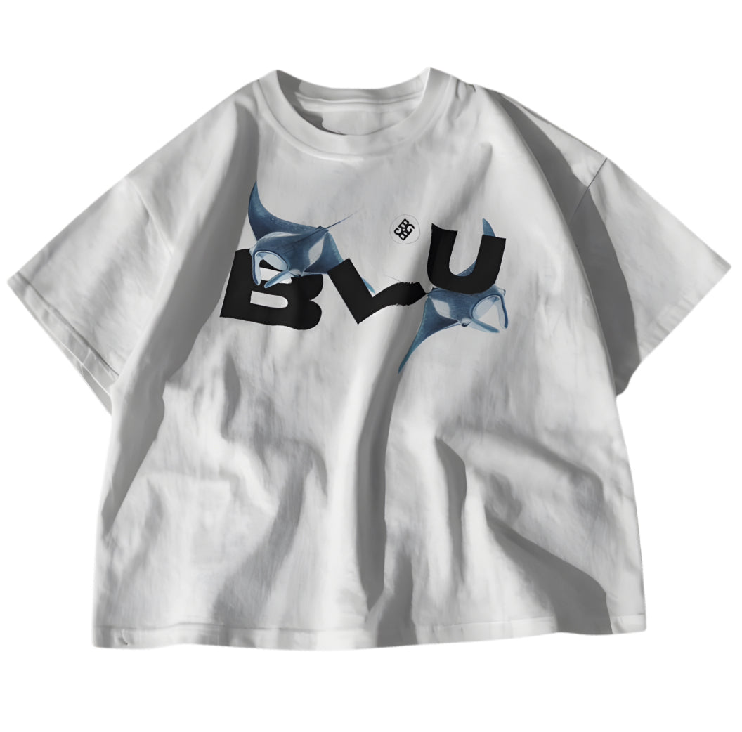 BLU OPEN SEA OVERSIZED WHITE T-SHIRT