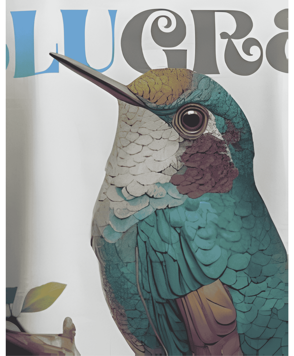 BRIGHT BLUE FOREST BIRD T-SHIRT