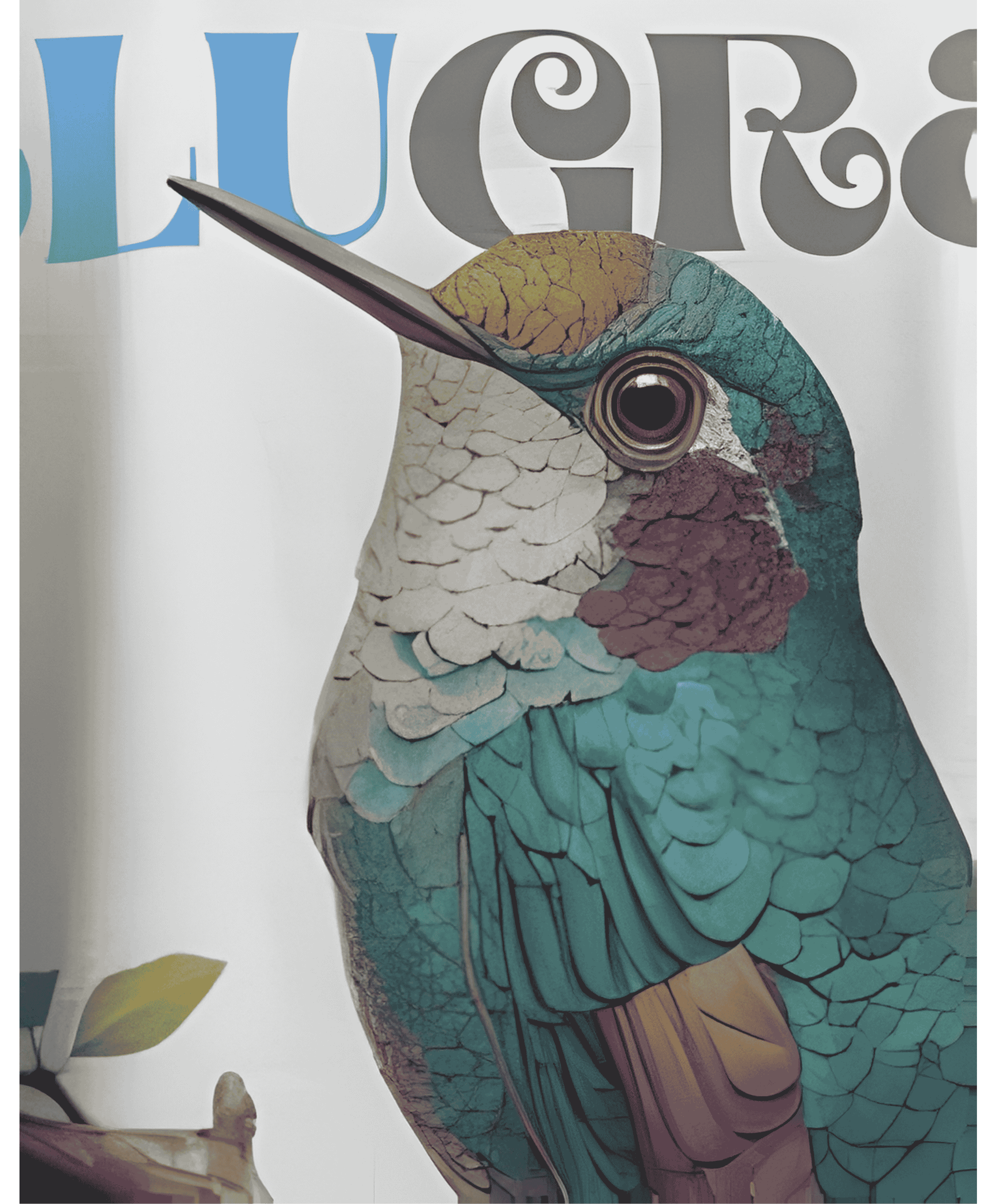 BRIGHT BLUE FOREST BIRD T-SHIRT