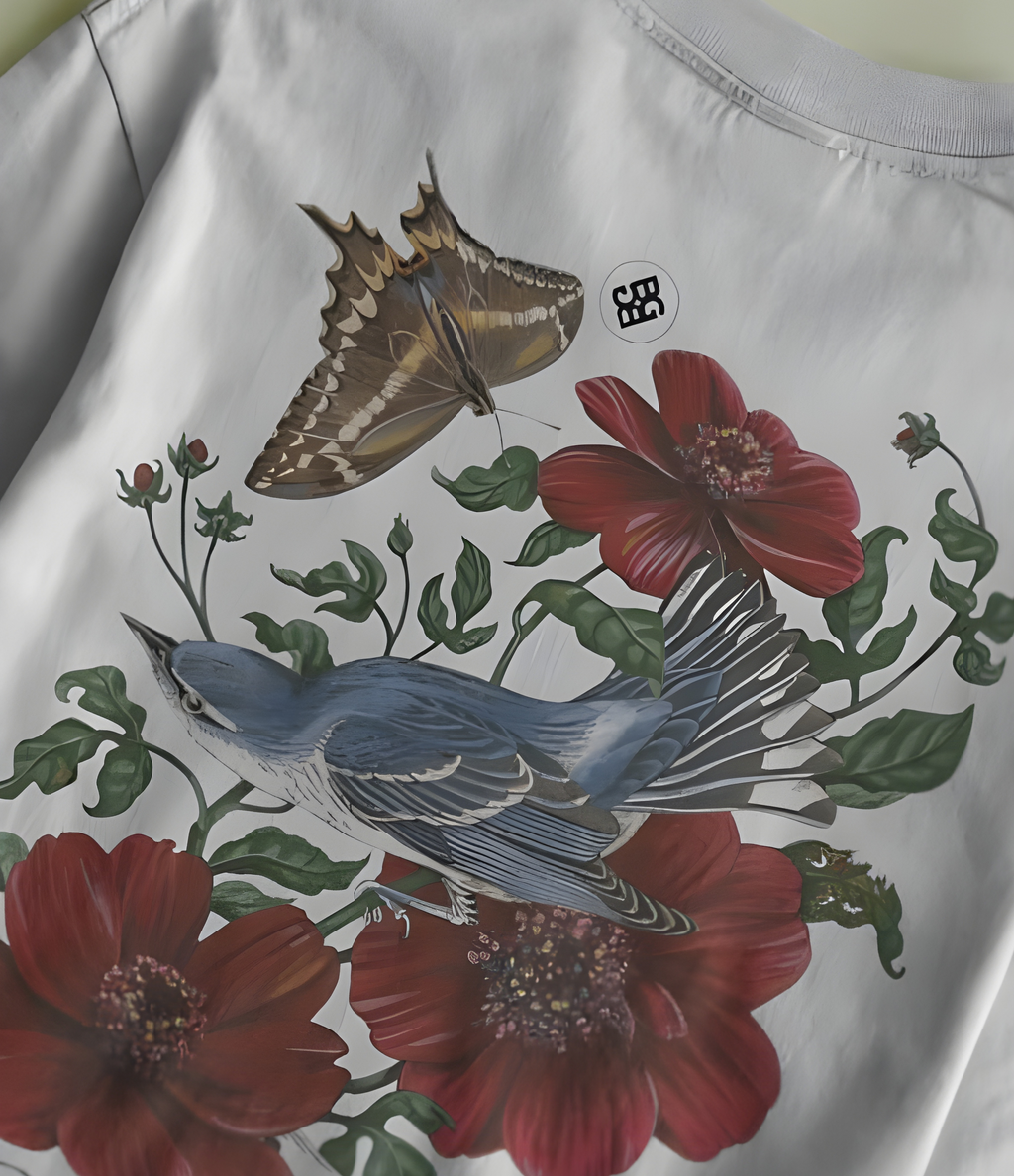 BLUEBIRD GARDEN ART T-SHIRT