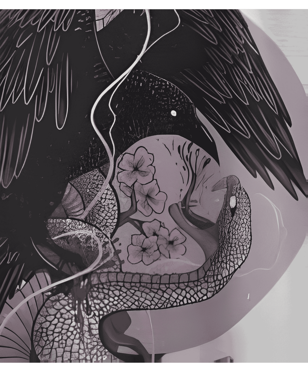 BLACK WING BLOSSOM T-SHIRT