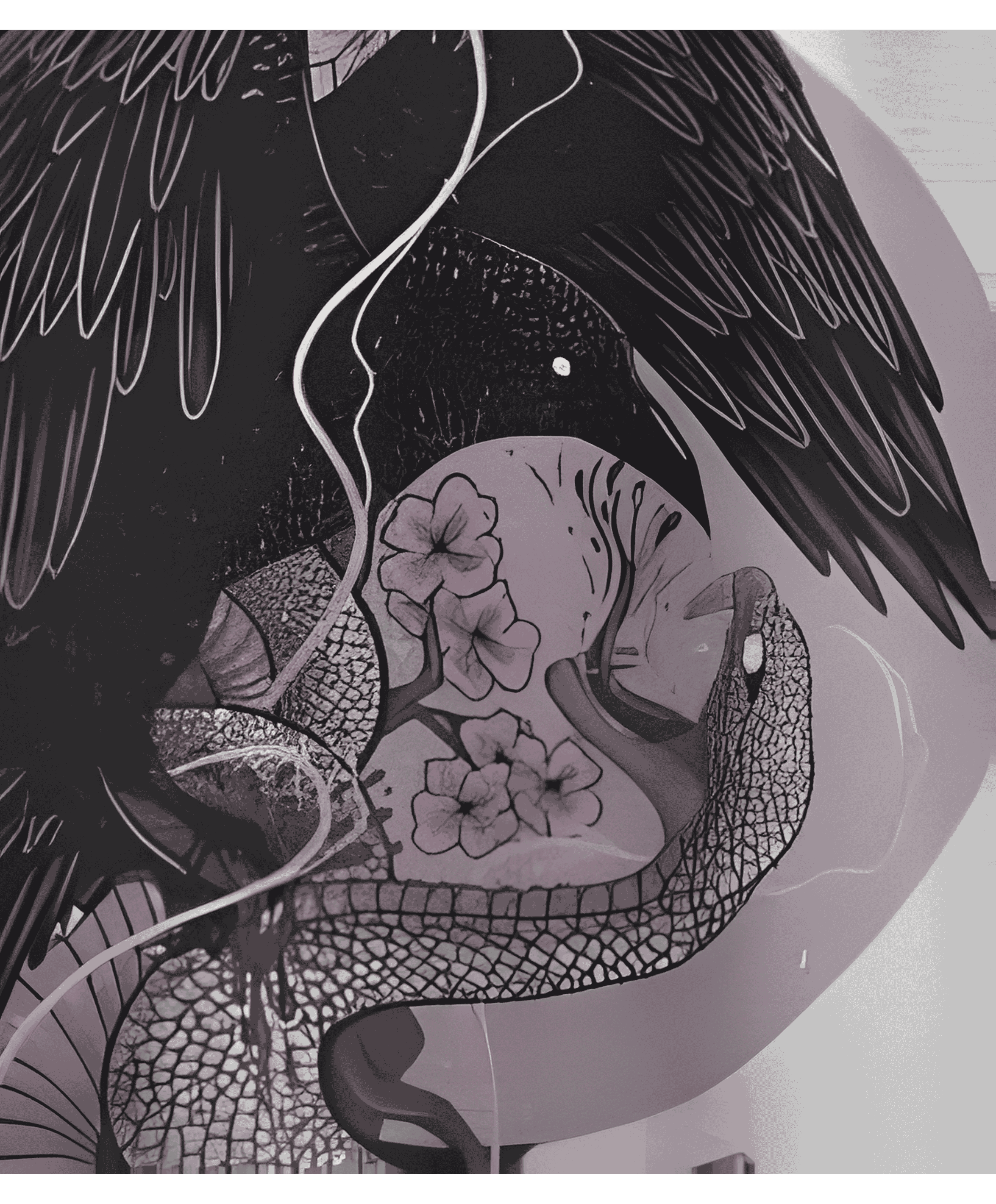 BLACK WING BLOSSOM T-SHIRT