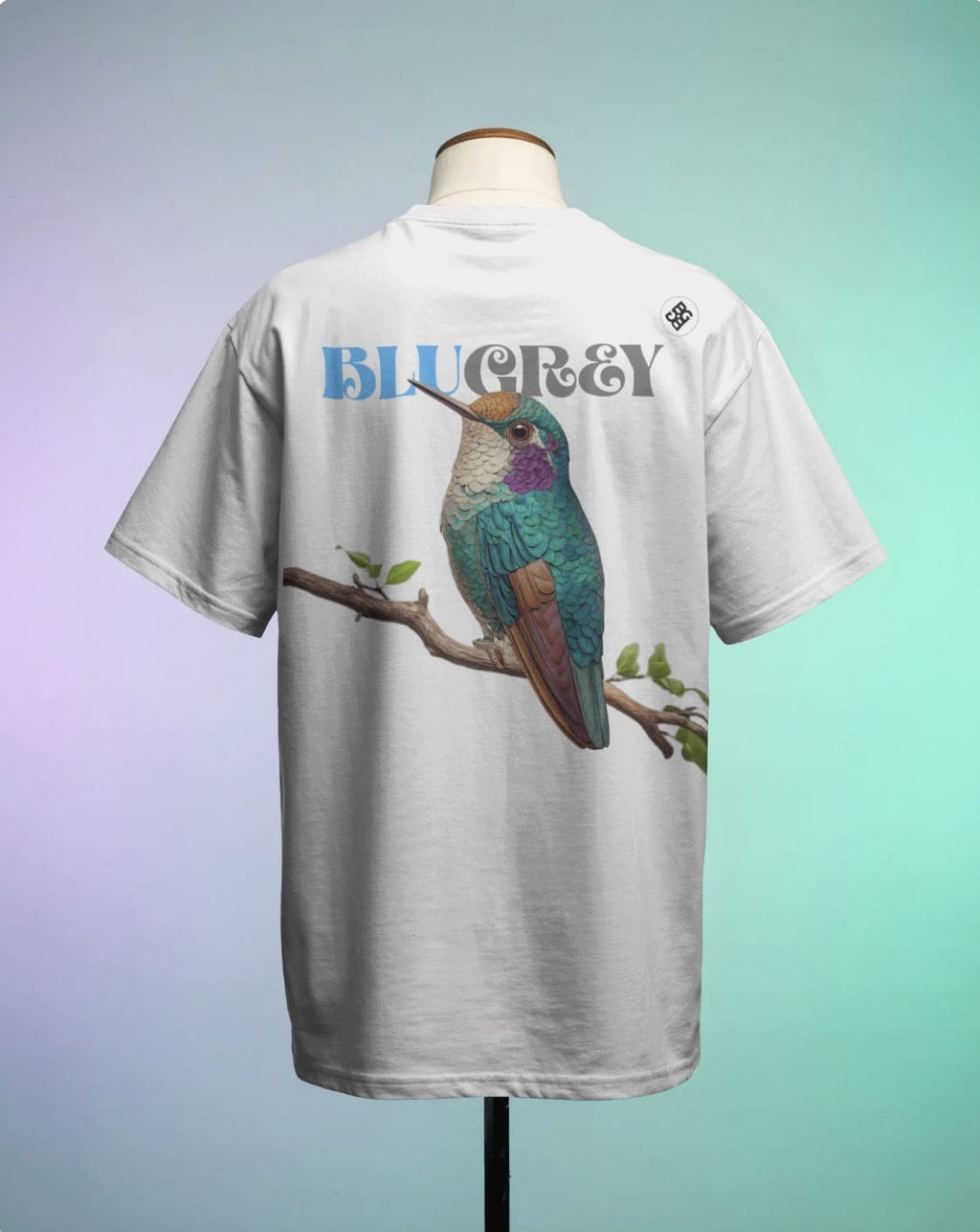 BRIGHT BLUE FOREST BIRD T-SHIRT
