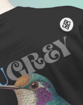 BRIGHT BLUE FOREST BIRD T-SHIRT